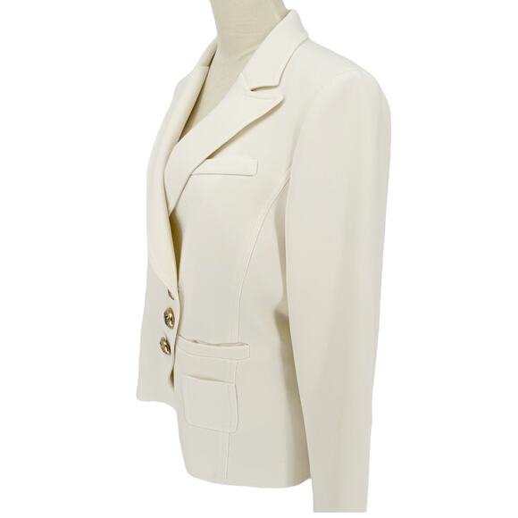 Smythe Wrap Asymmetrical Single Breasted Blazer Cream Ivory White Jacket Size 12 - Picture 8 of 11